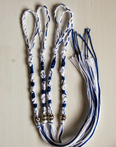 Judaica - Tzitzit – Beaded Blue And White Tassels